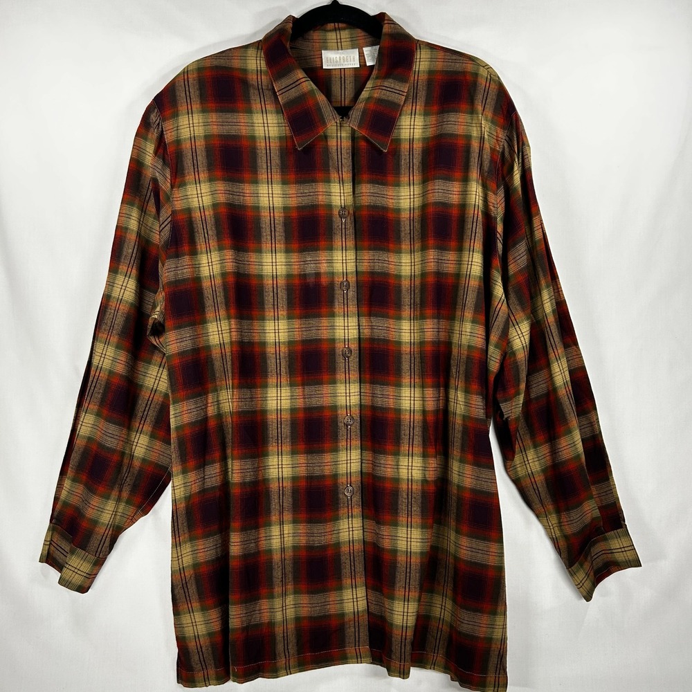Elisabeth by Liz Claiborne Plaid Rayon Button-Down Shirt Size 18
